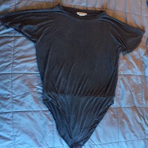 Flutter Sleeve T-Shirt Bodysuit (Charcoal)